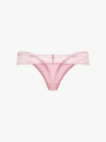 Bisouelle Fashion Lace-Trim Low-Waist Thong Panties - Pink - View 2