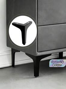 Kaki Sofa Pengganti DIY Bentuk Segitiga Modern Hitam Tugas Berat dari Logam untuk Furnitur, Kursi, Kabinet, dan Kursi Panjang, Dapat Diatur, dan Dilengkapi Tutup Sekrup. - Hitam - View 1