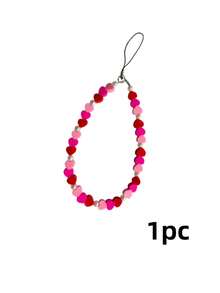 Cordón para teléfono con cuentas en forma de corazón de tres colores degradados, accesorio dulce para niñas, estilo europeo y americano - Multicolor - Ver 7