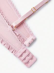 Bisouelle Conjunto de lencería de sujetador con aro y bragas de encaje en contraste para el verano para el verano - Lila Púrpura - Ver 12