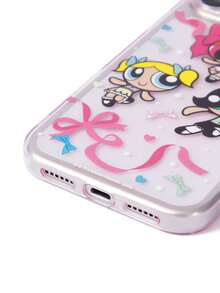 THE POWERPUFF GIRLS X SHEIN 卡通印花透明粉色亮片手機殼，適用於 IPHONE 11 - 17 Pro Max - 彩色 - 查看 6