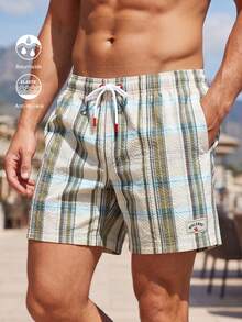 Horizaway Quần short nam đi biển phong cách casual họa tiết kẻ caro dây rút cho kỳ nghỉ - Nhiều màu - Xem 1