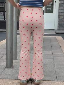 Dazy Kids 女童波點蝴蝶結印花休閒日常外出緊身內搭褲 夏季 - 粉色 - 查看 2