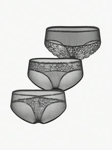 Bisouelle 3pack Floral Lace Panty Set - Black - View 2
