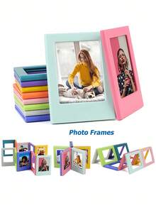 10 piezas Marco de fotos magnético de plástico multicolor arcoíris de 3 pulgadas, soporte para mini tarjetas de cámara instantánea, pegatina de nevera, decoración personalizada para el hogar, arte de pared, regalo de Halloween y Navidad para amigos, vibrante e irrompible - Multicolor -10Pcs / Set Style1 - Ver 3