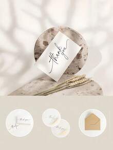 10PCS Thank You Cards With Envelopes And Stickers Set Small Business Owner Appreciation Notes Bulk Kraft Paper Flat Fold For Wedding Graduation Bridal Shower Party Favors - multicolor - View 8