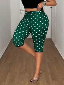 Maweii Plus Size Women's Green Contrast Design Lace Patchwork Fashion Cute Leggings Holiday Summer - Green - View 1