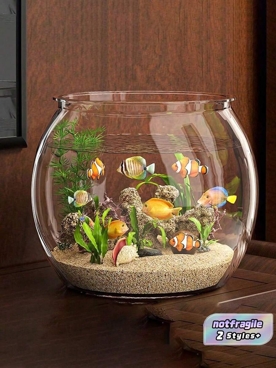 Akuarium Ikan Beta Bulat Transparan, Dekorasi Rumah, Akuarium Kecil, Ikan Hias, Akuarium Meja - MultiWarna - View 1