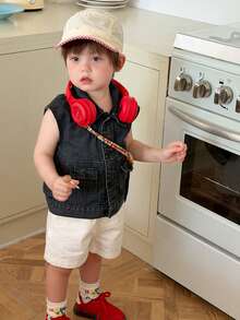 DAZY Infant/Toddler (Boy) Casual Washed Denim Shirt With Turn-Down Collar - Black - View 5
