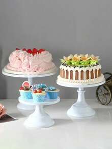 1/3pcs Metal Cake Stand - 8/10/12 Inch White Dessert Display Rack, Suitable For Wedding Birthday Party Decoration, Cake Decorating Supplies, Dessert Table Decor, Cake Tray, Pastry Rack, Treat Stand, Tall White Iron Dessert Table Display Rack, - Multicolor - View 5