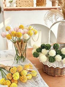 9 /1 pieza Ramo de Crisantemo Artificial Bola Dorada Amarillo Naranja Rosa Blanco Verde Opcional para Decoración de Mesa Mesa de Café Decoración de Flores Falsas para Boda Regalo del Día de la Madre Decoración Exterior Arreglo Floral del Hogar - Multicolor - Ver 4