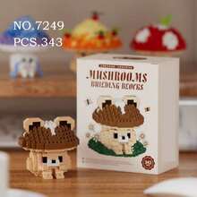 More Than 300 Pieces Mushroom Building Blocks Set, Cute Desktop Ornament, Sturdy ABS Material, 4 Colors Red White Green Pink, Ideal Gift For Festival Halloween Home Decoration - Multicolor - View 3