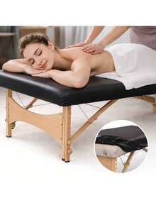 Housse de lit de massage imperméable et réutilisable, résistante aux taches, facile à nettoyer, inodore, avec coussin de support amovible. Convient pour les lits de massage et les salons de beauté. Conception durable et confortable. - Noir - Voir 2