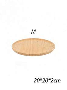 1pc Round Bamboo Food Tray, Simple Tray For Home,Kitchen,Christmas Gift - Beige - View 7