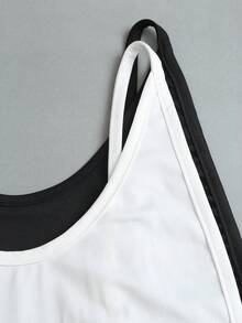 Sweetra 女款夏季深V領露背細肩帶休閒極簡基礎連身衣套裝 日常白天穿著 白色 黑色 - 彩色 - 查看 5