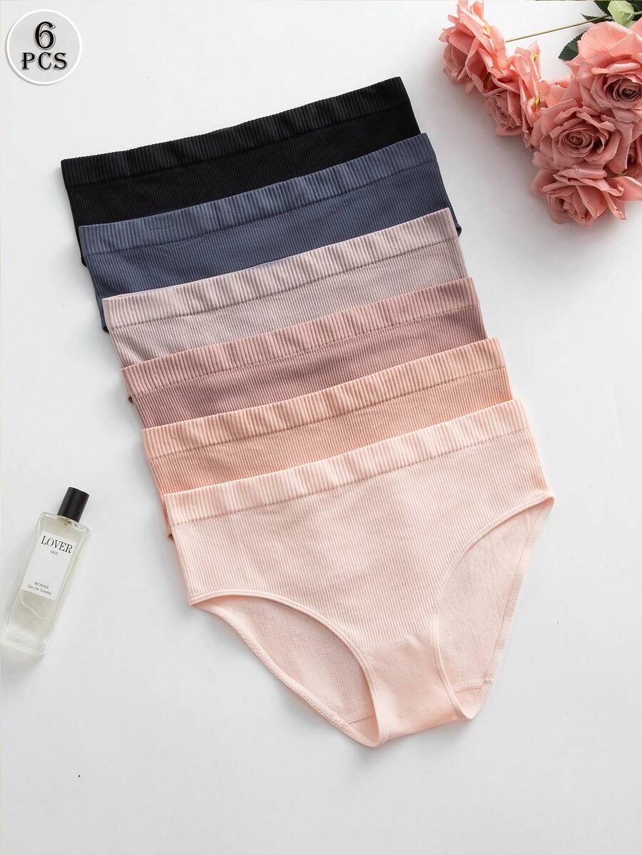 SHEIN 6件裝舒適女款無痕三角內褲 - 彩色 - 查看 1