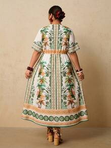 ado floral para mujer de talla grande.Vestidos de verano para mujer, vestidos envolventes, vestidos de resort, vestidos de verano para mujer de talla grande, vestidos de primavera para mujer - Multicolor 2 - Ver 2