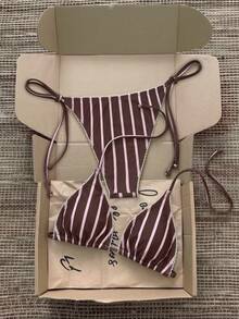 Elavelle Women's Spring/Summer Random Print Halter Neck Ruffle Bikini Set - Multicolor - View 2