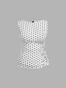 SHEIN MOD Plus Size Women's Black And White Tie-Front Casual 1920s 1950s Vintage 70's 90s Elegant Versatile Daily Outing Shirt Birthday Party Summer - Black and White - View 4