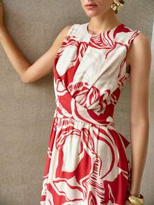 MOTF PREMIUM WOMEN'S SPRING/SUMMER LINEN BLEND STRUCTURED DESIGN MIDI DRESS - Multicolor - View 3