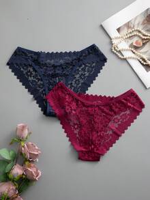 Snug Zone 12件組多彩浪漫性感蕾絲女款三角內褲透視內衣 - 彩色 - 查看 4