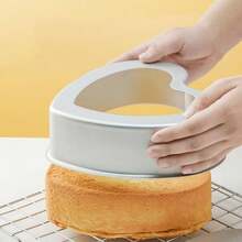 1pc Heart Shaped Removable Cake Mold Heart Shaped Qi Feng Kitchen Baking Mold - Silver - View 7