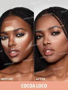 SHEGLAM Polvos fijadores para rostro y contorno de ojos Insta-Ready Duo-Cocoa Loco 2 en 1 Polvos fijadores sueltos iluminadores Polvos mate sin poros Polvos resistentes al agua Maquillaje facial Powder - Cocoa Loco - Ver 4
