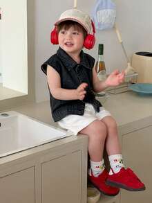DAZY Infant/Toddler (Boy) Casual Washed Denim Shirt With Turn-Down Collar - Black - View 7