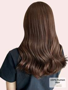 One Piece Clip In Human Hair Extensions, 5 Clips 3/4 Full Head Clip On Remy Straight Hairpieces #2 Dark Brown Real Human Hair Adding Volume For Thin Hair, Daily Salon Wear For Women And Girls - S2 - View 3