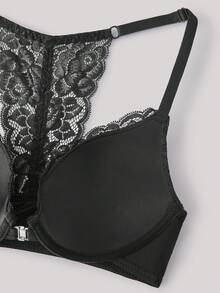 Hourtrue 1pc Front Closure Women's Underwire Brafor Summerfor Summer - Black - View 3