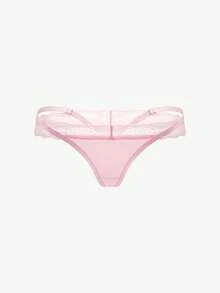 Bisouelle Fashion Lace-Trim Low-Waist Thong Panties - Pink - View 1