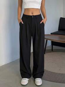 DAZY Fold Pleated Slant Pocket Pants,Women Dress Pants,Teacher Pants Fall - Black - View 7