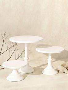 1/3pcs Metal Cake Stand - 8/10/12 Inch White Dessert Display Rack, Suitable For Wedding Birthday Party Decoration, Cake Decorating Supplies, Dessert Table Decor, Cake Tray, Pastry Rack, Treat Stand, Tall White Iron Dessert Table Display Rack, - Multicolor - View 3