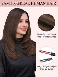 One Piece Clip In Human Hair Extensions, 5 Clips 3/4 Full Head Clip On Remy Straight Hairpieces #2 Dark Brown Real Human Hair Adding Volume For Thin Hair, Daily Salon Wear For Women And Girls - S2 - View 11