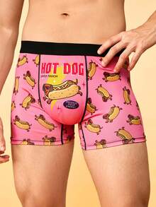 Notgurli Men's Letter Cartoon Print Colorblock Casual Daily Boxer Briefs - Black - View 5