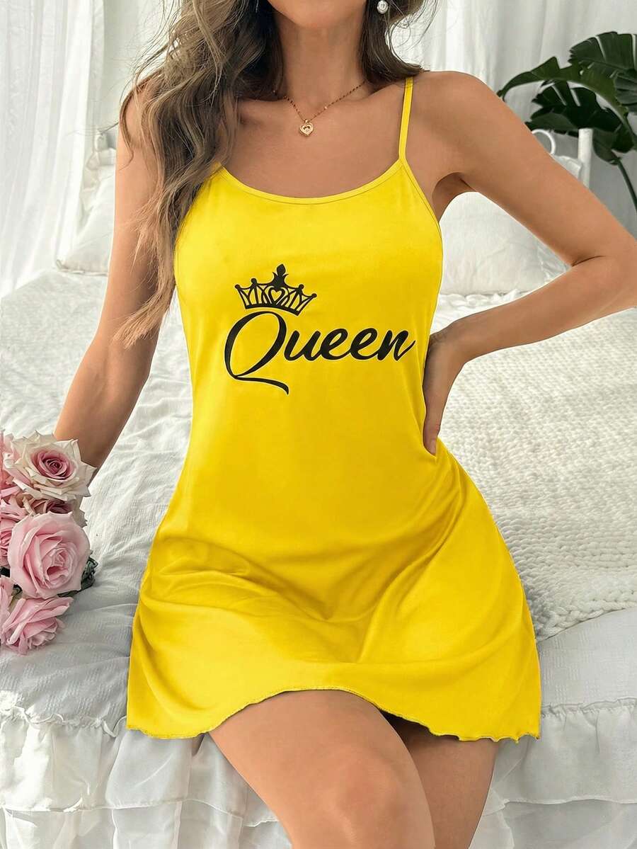 SweetSlumber Casual Queen Ladies Camisole Nightgown - Yellow - View 1
