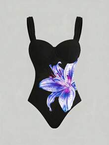 Swim Oasis 女款夏季海灘度假印花時尚連身泳衣附遮陽裙 - 彩色 - 查看 3