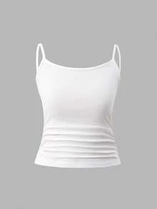 2pcs/Set Girls Regular Basic Minimalist Solid Color Camisole Tank Top Underwear Set - Multicolor - View 3