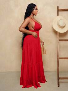 BamGleam 2025 New Women's Yellow Long Sexy Slip Dress – Perfect For Vibrant Vacations, Beach Getaways, And Everyday Comfort - Red - View 5