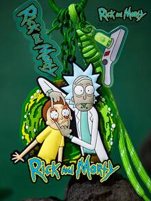 Rick and Morty X POKOJA LAND 卡通動畫圖案金屬鑰匙圈吊飾，精緻可愛。適用於包包、車鑰匙、情侶吊飾、書包、生日禮品、背包、衣物吊飾、創意包掛飾。時尚百搭配件，也是送給親友和同學在派對、聚會和生日時的有趣小禮物 - 彩色 - 查看 5