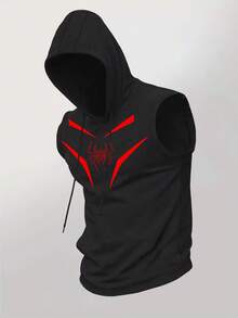 Gym Rark Men's Minimalist Printed Hoodie Sleeveless Top And Shorts Sports Set, Gym - Black - View 4