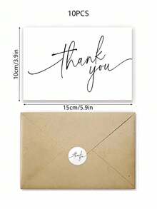 10PCS Thank You Cards With Envelopes And Stickers Set Small Business Owner Appreciation Notes Bulk Kraft Paper Flat Fold For Wedding Graduation Bridal Shower Party Favors - multicolor - View 3