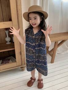 DAZY 女嬰波希米亞韓風休閒連身褲 春夏款 幼兒 - 藍色 - 查看 4