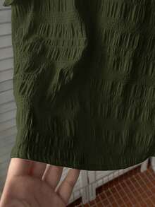 Rusticease 休閒簡約軍綠色女款襯衫，適合夏季 - 軍綠色 - 查看 3