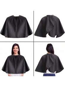 1PC One Size Non Stick Chemical Waterproof Lightweight Stain Resistant Easy Clean Closure Adjustable Neck Black Hair Cutting Cape For Salon Beauty Barber Beard Trimming Dyeing Perming Hair Removal Face Hair Removal Home Professional Use Hairdresser - black - View 8