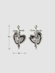 MortiRose Vintage Pleated Love Stud Earrings Niche Design Asymmetrical S925 Cross Earrings - Silver - View 7