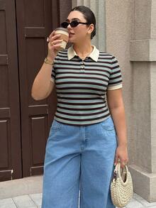 Dripcurv 女款大尺碼淺藍色返校夏季T恤，適合約會、教師度假、正式上衣，休閒通勤，1960年代與90年代風格 - 彩色 - 查看 5