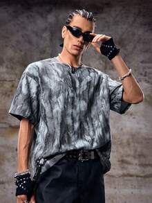 Skyrend Men's Casual Fashion Street Vacation Style All-Over Print Short Sleeve T-Shirt, Summeremo - Grey - View 1