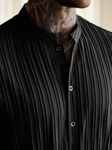 Manfinity CasualCool 男士休闲纯色抽绳腰带纹理短袖连体裤，夏季 - 白色 - 查看 4