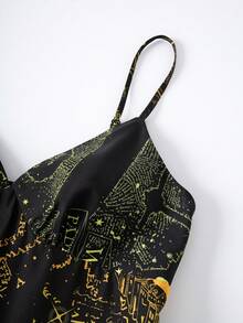 HARRY POTTER X SHEIN Women's Letter Print Casual Party Short Cami Dress - Black - View 4